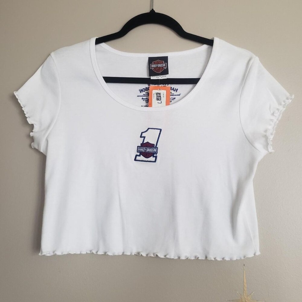 NWT Harley Davidson Medium White Crop Top 100% Cotton